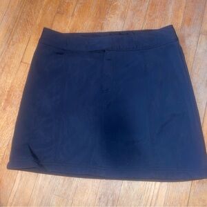 Athleta Fleece Lined Tennis Skirt Navy Blue Woman's 12 Mini Back Zip Pocket‎